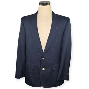 Vintage Hill & Archer Navy Blazer 40R Gold Crest Buttons Classic Menswear